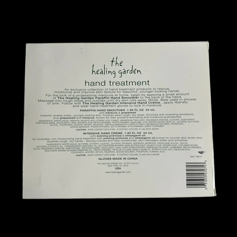 The Healing Garden Hand Treatment Set Nourish Paraffin Smoother Creme Gloves‎